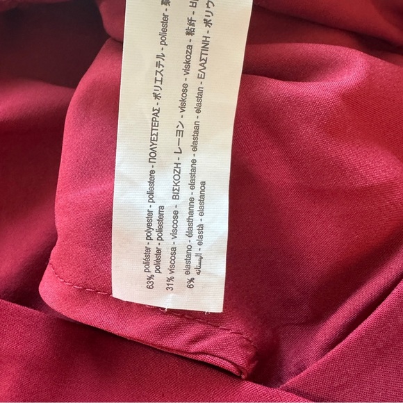 Zara High Waisted Straight Leg Side Slits Dress Pant NWT Size XXL Red Burgundy - Picture 8 of 15